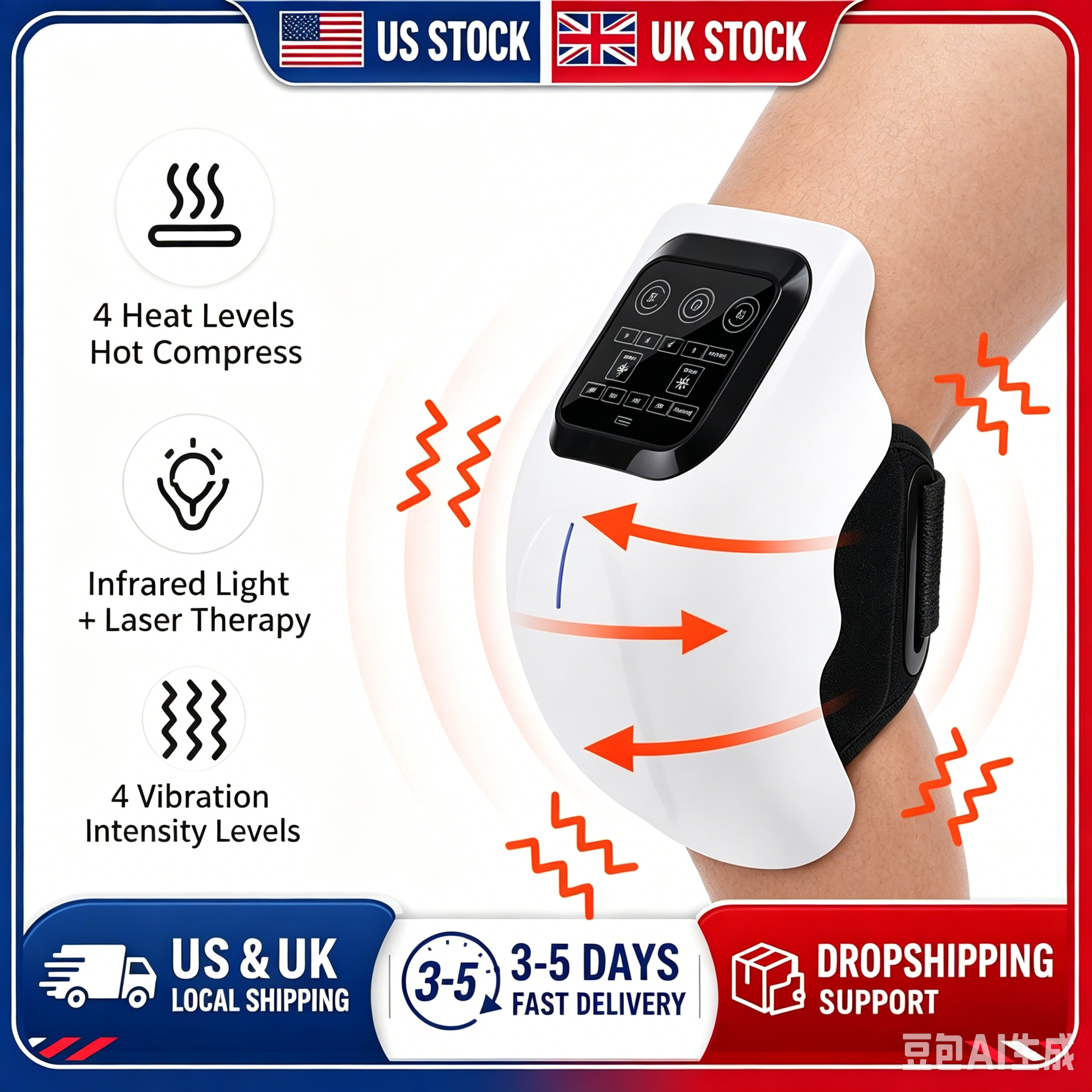 Smart Knee Wrap - Infrared Knee Massager With 4-Level Heating