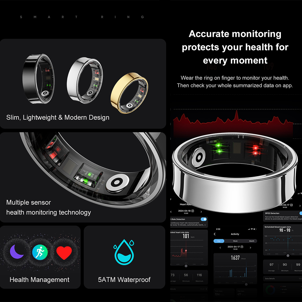 R09 Stainless Steel Smart Ring - Temperature Ring Skin avis et prix