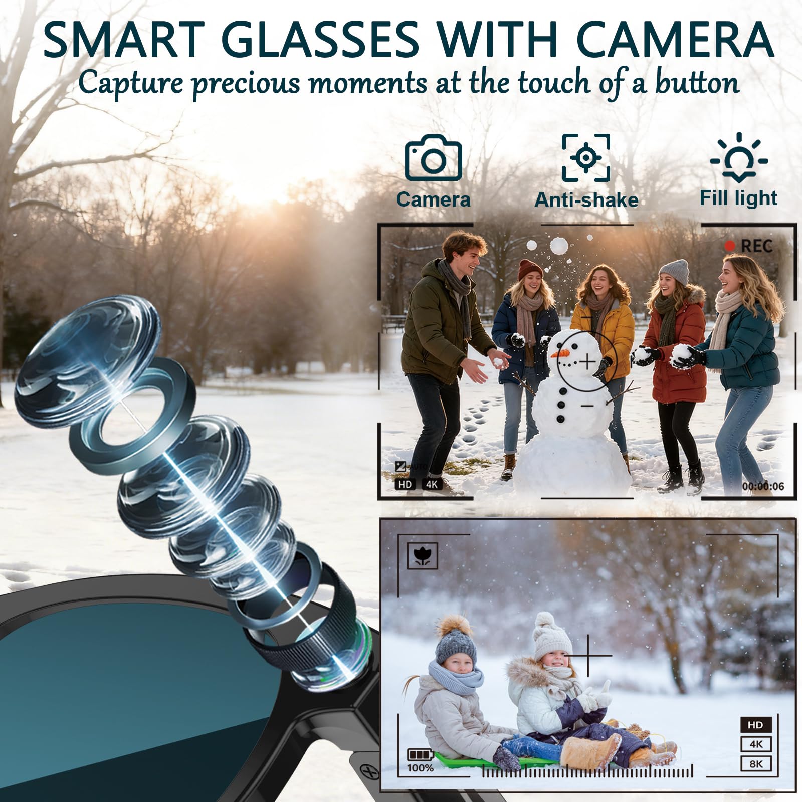 Black Smart Ai Glasses for Men - Smart Glasses Lens avis et prix