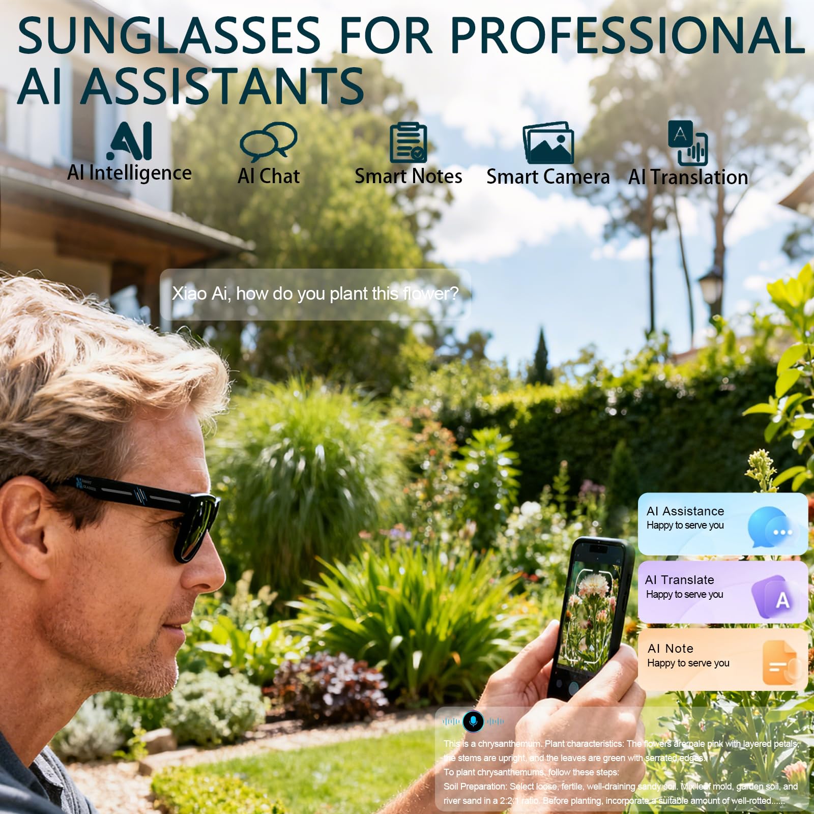 Black Smart Ai Glasses for Men - Smart Glasses Lens avis et prix