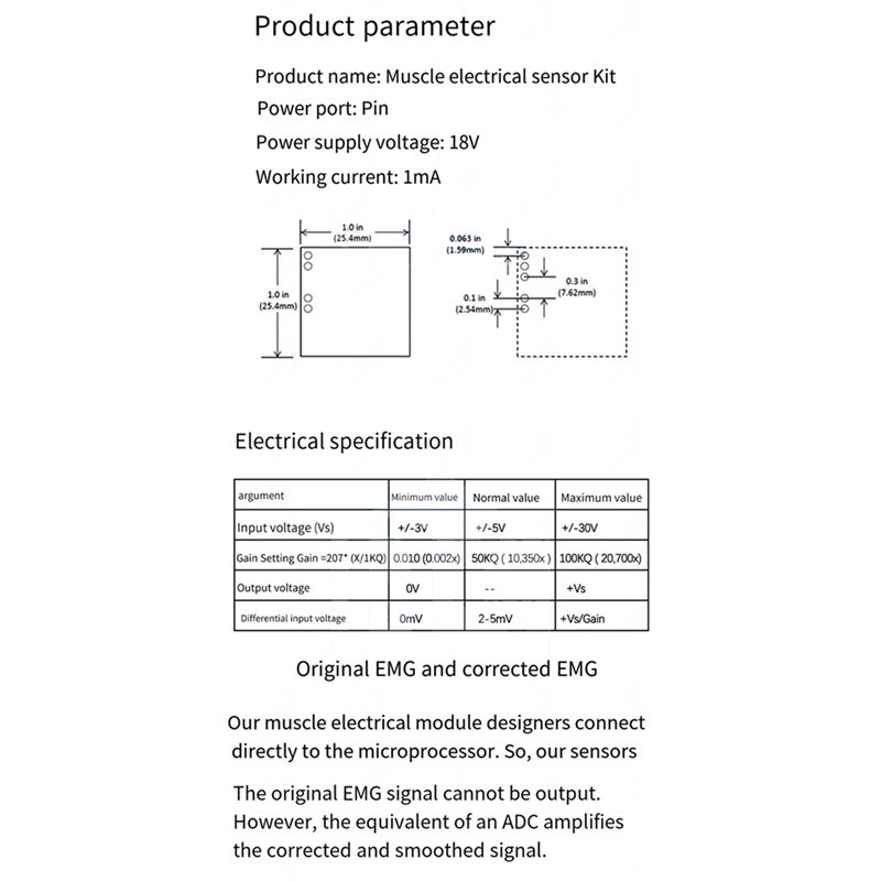 B50B-3X Muscle Electrical Sens - Muscle Sensor Emg avis et prix